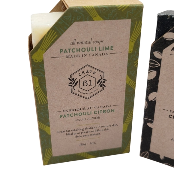New Crate 61 Patchouli Lime & Activated Charcoal Soap All Natural Set of Two - Picture 3 of 7